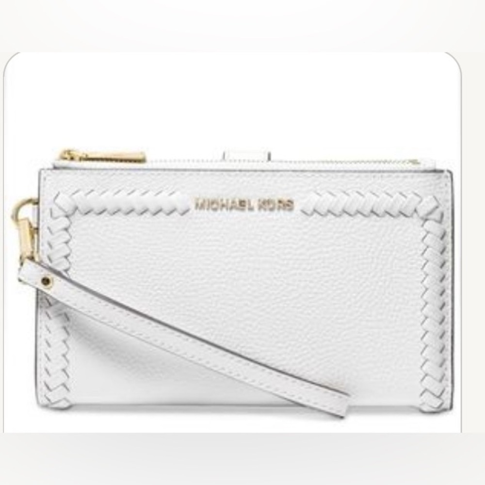 MICHAEL MICHAEL KORS Jet Set Double-Zip Pebble Leather SmartPhone Wristlet